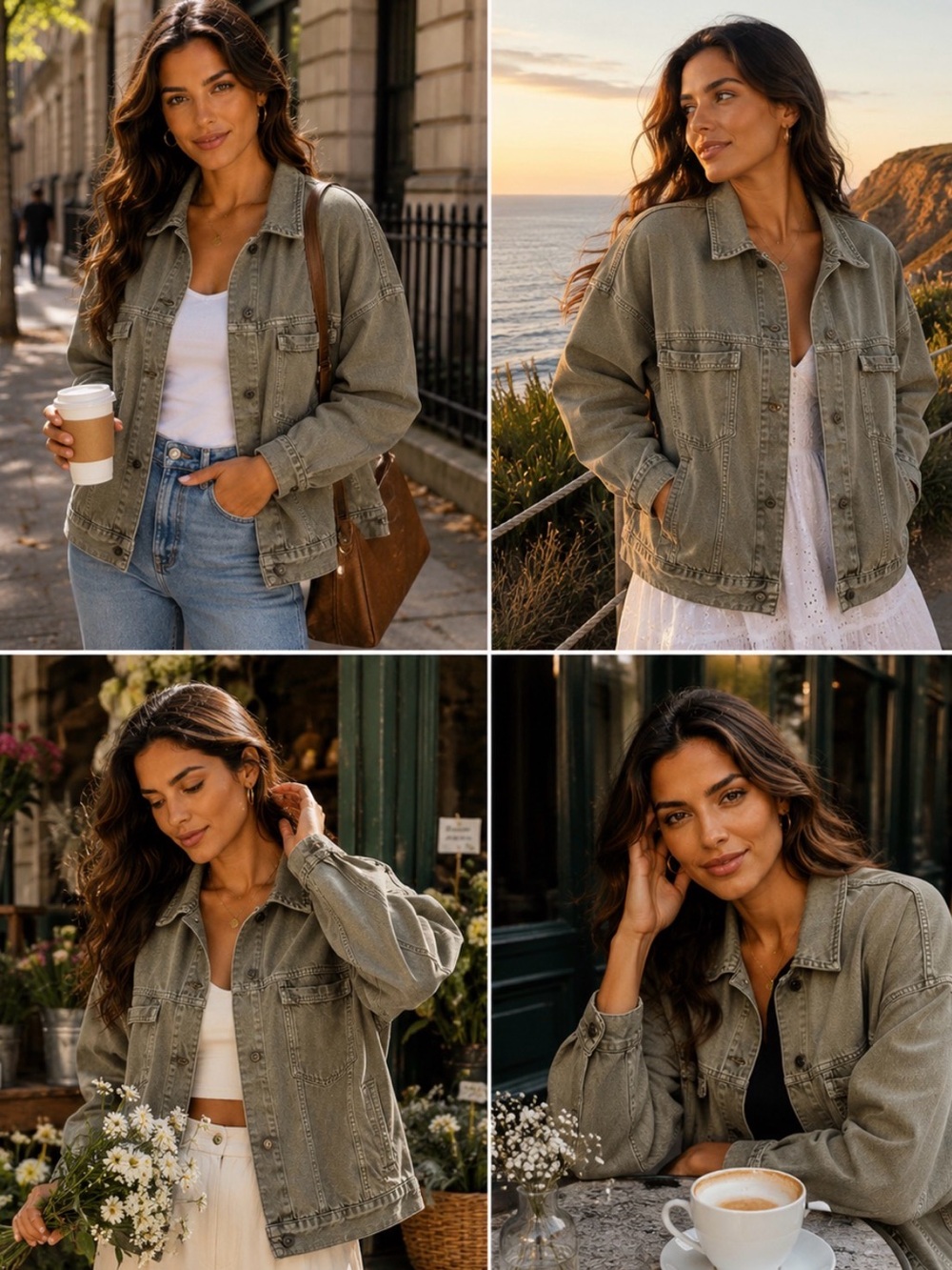 We The Free Olive Green Jean Jacket